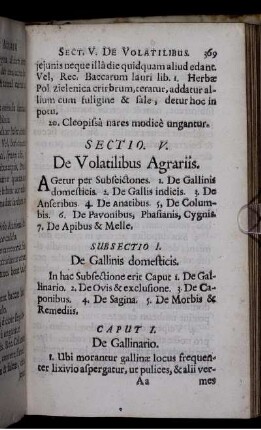 Subsectio I. De Gallinis domesticis