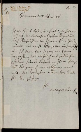 Nr. 10: Brief von Friedrich Burchard Beneken an Johann Martin Miller, Hannover, 18.12.1788