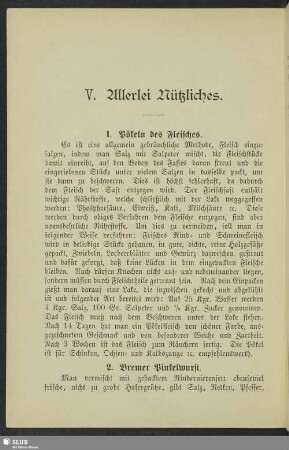 V. Allerlei Nützliches