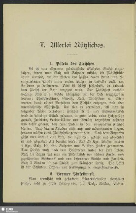 V. Allerlei Nützliches