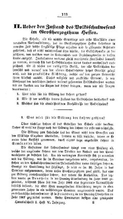 Ueber den Zustand des Volksschulwesens im Großherzogthum Hessen