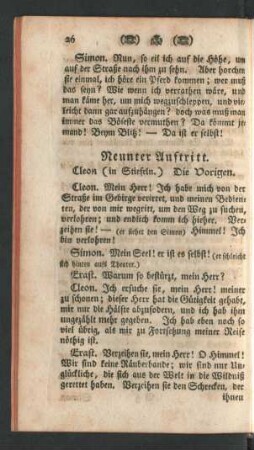 Neunter Auftritt. Cleon (in Stiefeln.) Die Vorigen