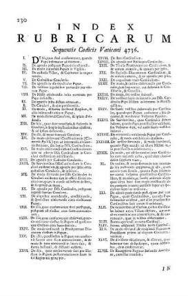 Index Rubricarum Sequentis Codicis Vaticani 4736