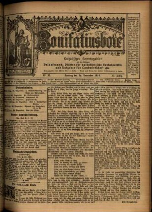 Erste Ausgabe vom Sonntag, den 24. Dezember 1916.