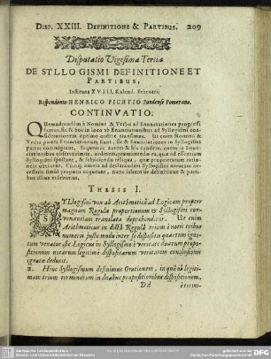 Disputatio Vigesima Tertia De Syllogismi Definitione Et Partibus