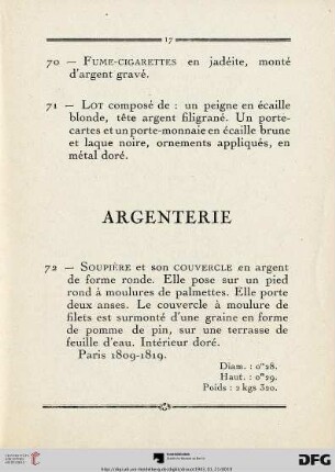 Argenterie (Nr.72-116)