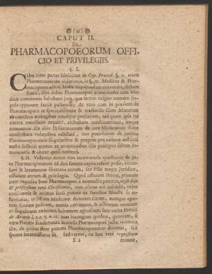 Caput II. De Pharmacopoeorum Officio Et Privilegiis.