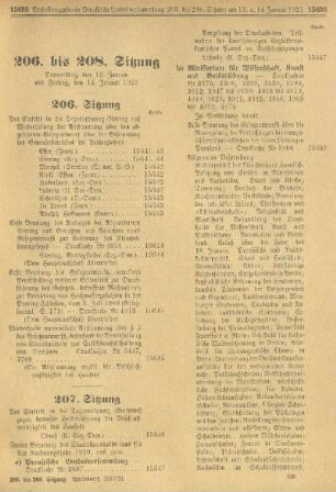 206. bis 208. Sitzung. Donnerstag den 13. Januar und Freitag den 14. Januar 1921