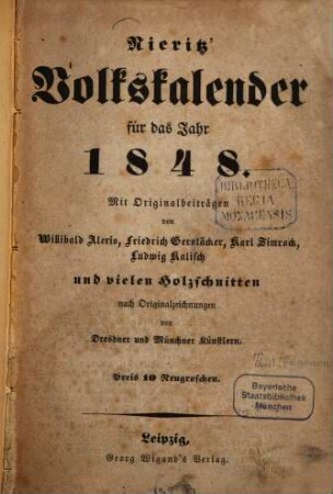 Deutscher Volkskalender. 1848