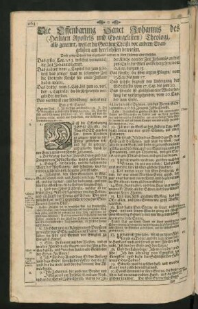 Die Offenbarung Sanct Johannis des (Heiligen Apostels und Evangelisten) Theologi, ...
