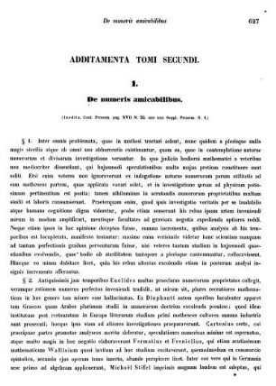 1. De numeris amicabilibus.