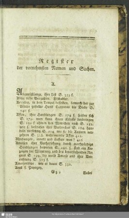 Register der vornehmsten Namen und Sachen