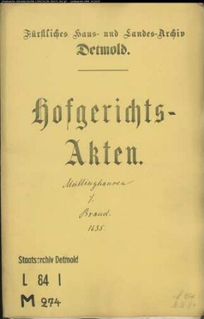 Müllinghausen, Johann, Meister gegen Johann Brands Witwe zu Humfeld - Brautschatz