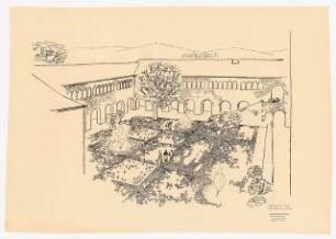 Simeonsstift, Trier Innenhof: Perspektivische Ansicht