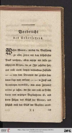 Vorbericht des Uebersetzers