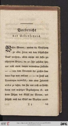 Vorbericht des Uebersetzers