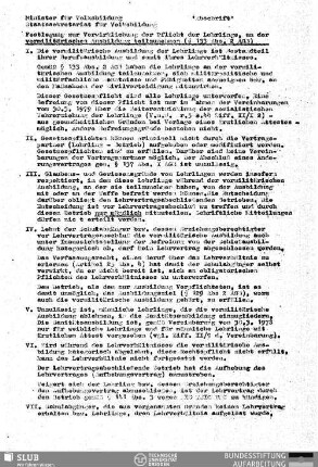 Festlegung zur Verwirklichung der Pflicht der Lehrlinge, an der vormilitärischen Ausbildung teilzunehmen : Abschrift