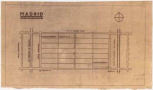 Flächennutzungs- und Verkehrsplan für Madrid: Schemaplan mit Angaben der Hauptverkehrs-, Erschließungs- und Wohnstraßen 1:5000