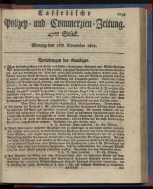 47tes Stück. Montag, den 16ten November 1807