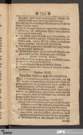 Pensum XXIV. Von der Politica und Oeconomica.