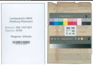 Entnazifizierung Elfriede Wegener , geb. 08.11.1915 ()