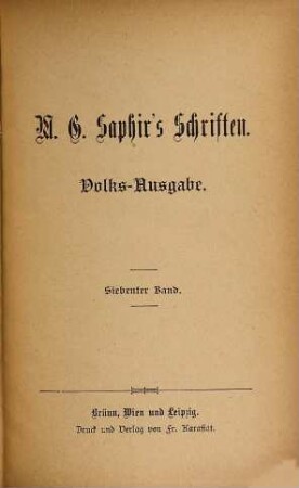 M. G. Saphir's Schriften : (In 26 Bdn.), 7