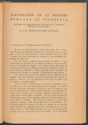 Inauguración de la Sociedad Peruana de Filosofía