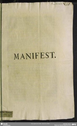 Manifest : [Publiciret Onolzbach den 20. Sept. 1713]