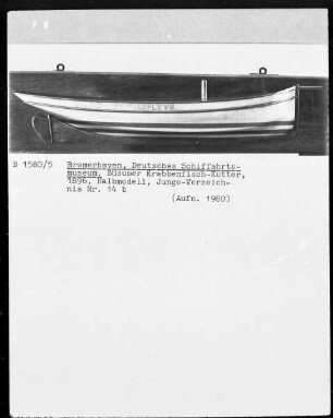 Büsumer Krabben-Fischkutter, 1896, Halbmodell, Junge-Verzeichnis Nr. 14b