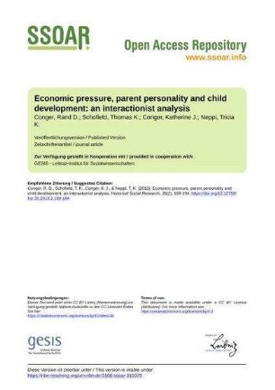 Economic pressure, parent personality and child development: an interactionist analysis