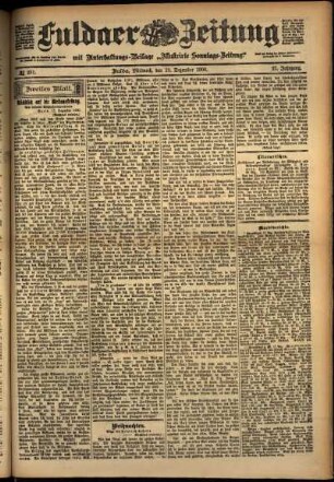 Zweite Ausgabe vom Mittwoch, den 19. Dezember 1900.