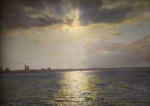 Stralsund. Blick vom Strelasund in der Dämmerung