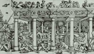 Jungbrunnen : Beham, Hans Sebald: Jungbrunnen. Ausschnitt: rechter Teil. 37,6 x 110 cm. Dresden: Kupferstich-Kabinett A 3016, B 165, P 165, Pauly 1120