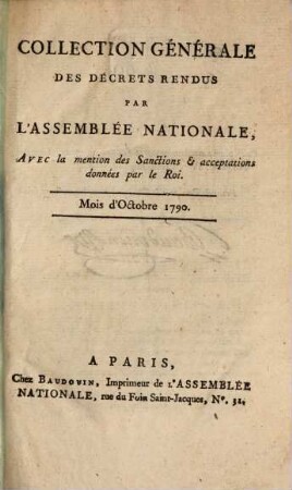 Collection générale des décrets rendus par l'Assemblée Nationale. 7. 1790