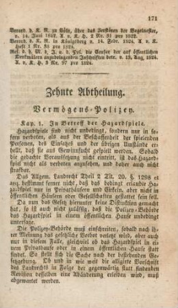 Zehnte Abtheilung. Vermögens-Polizey
