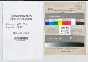 Entnazifizierung Josef Schmitz , geb. 02.04.1895 (Verw.Oberinspektor)