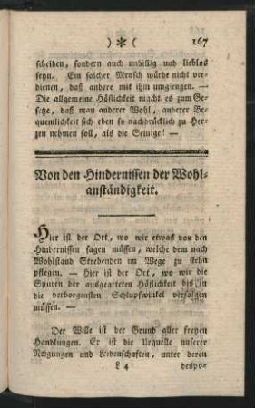 Von den Hindernissen der Wohlanständigkeit