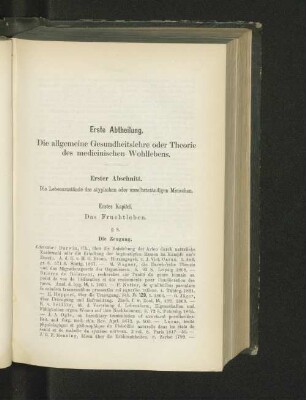 Erste Abtheilung. Die allgemeine Gesundheitslehre oder Theorie des medicinischen Wohllebens.