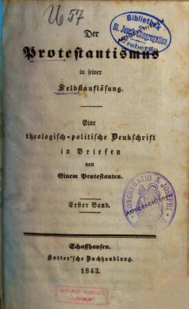 Der Protestantismus in seiner Selbstauflösung : eine theologisch-politische Denkschrift in Briefen, 1