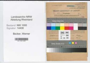 Entnazifizierung Werner Becker, geb. 04.10.1900 (Bankangest.)