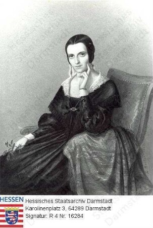 Minnigerode, Auguste geb. Huth (* 1813) / Porträt, in Sessel sitzend, Kniestück