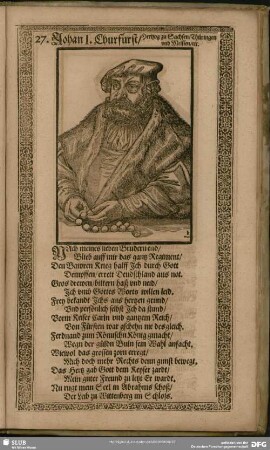 27. Johan I. Churfürst, Hertzog zu Sachsen, Thüringen und Meissen, [et] c.