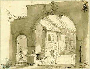 Grötzingen Torbogen mit Blick in einen Innenhof