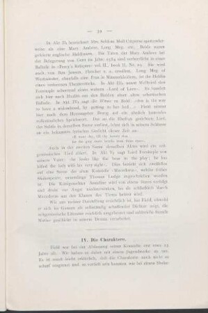 IV. Die Charaktere.