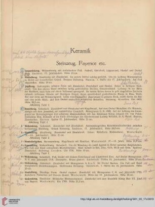 Keramik, Steinzeug, Fayence, Porzellan (Nr. 1-153)
