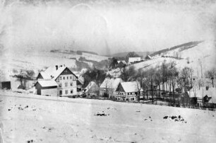 Engel-Gut : v. li. Engel-Gut, Weisbach-Haus (Haase-Tischlerei), Rockstroh-Haus, Sieber-Oswin-Haus, re. sog. Heietie-Haus - mit Wahner-Gut 1915 abgebrannt