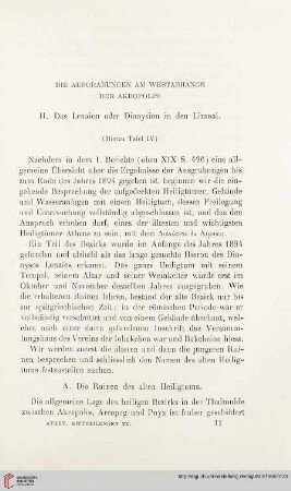 20: Die Ausgrabungen am Westabhange der Akropolis, 2, Das Lenaion oder Dionysion in den Limnai
