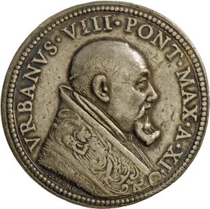 Medaille von Gasparo Mola auf Papst Urban VIII. und das Petrusgrab, 1633