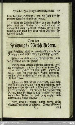 Von den Frühlings-Wechselfiebern