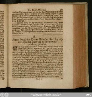 II. Kinder, so nach des Vatern Absterben allererst gebohren, seynd für solche, als die schon vorher gebohren, zu halten.